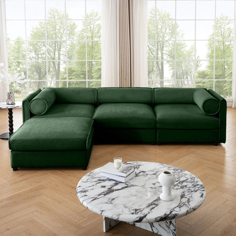 Contemporary Elegant Sofa With Storage And Ottoman by Unique Piece Furniture