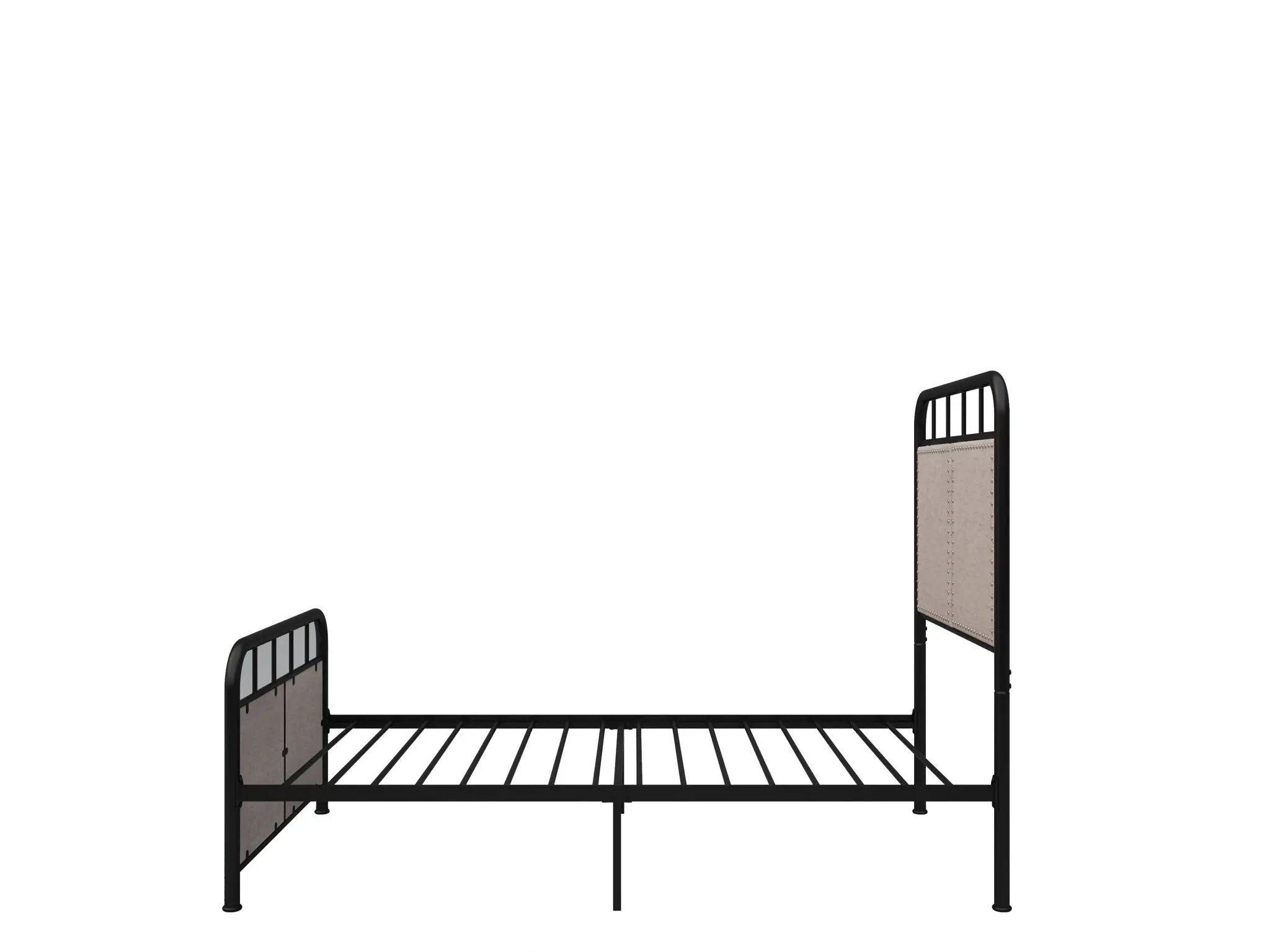 Twin Size Linen Upholstered Platform Metal Bed Frame With Fabric Headboard And Footboard - Brown by HouseOfZazla