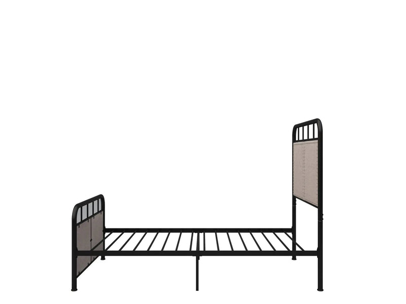 Twin Size Linen Upholstered Platform Metal Bed Frame With Fabric Headboard And Footboard - Brown by Unique Piece Furniture
