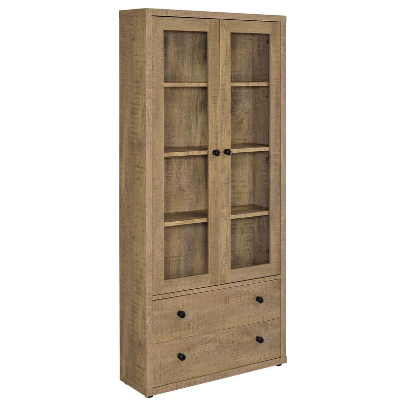 Hawthorne 4-shelf Glass Door Tall Cabinet with Drawers Mango by Unique Piece Furniture