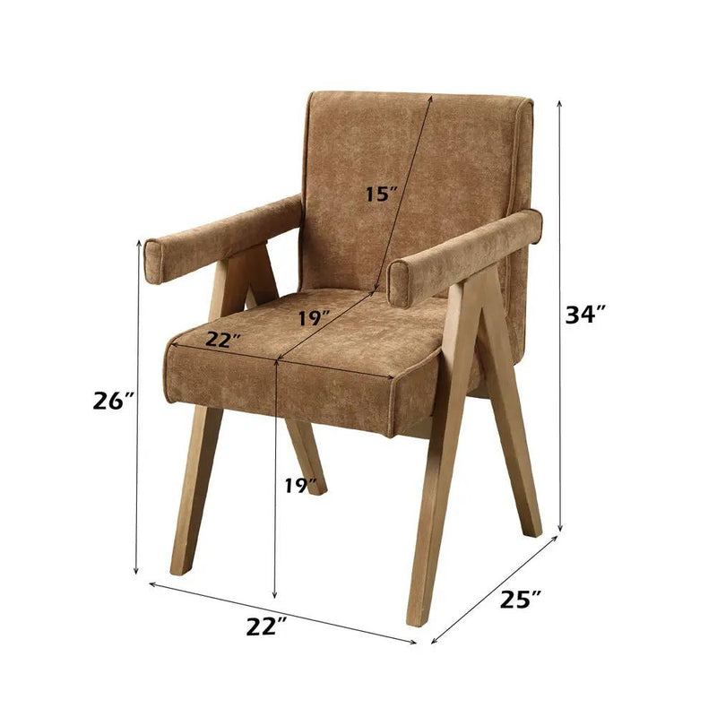 Zoey - Arm Chair (Set of 2) - Chocolate Chenille & Oak by Unique Piece Furniture