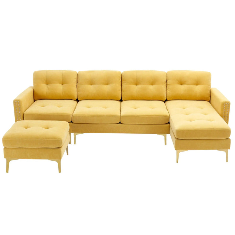 Modern L - Shape Convertible Sectional Sofa With Movable Ottoman by HouseOfZazla