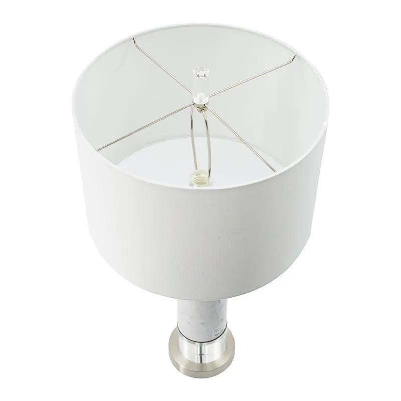 Sculpted Marble & Crystal Cylinder Table Lamp by HouseOfZazla