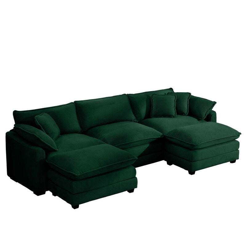 Modern Oversized Modular Cushion Sofa With Ottoman, Low Back, Deep Seating Sofa Set by Unique Piece Furniture