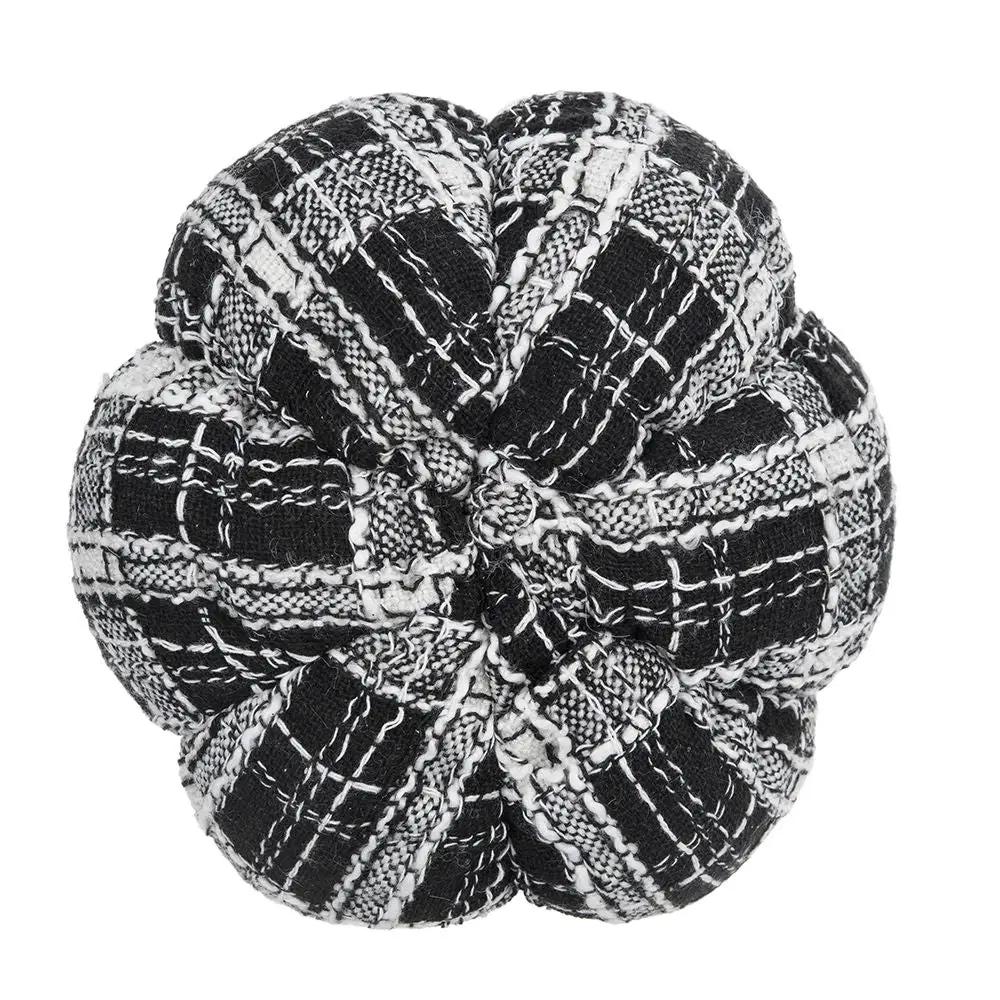 Light Plaid Pumpkin, For Holiday Halloween Decor - Black / White by HouseOfZazla