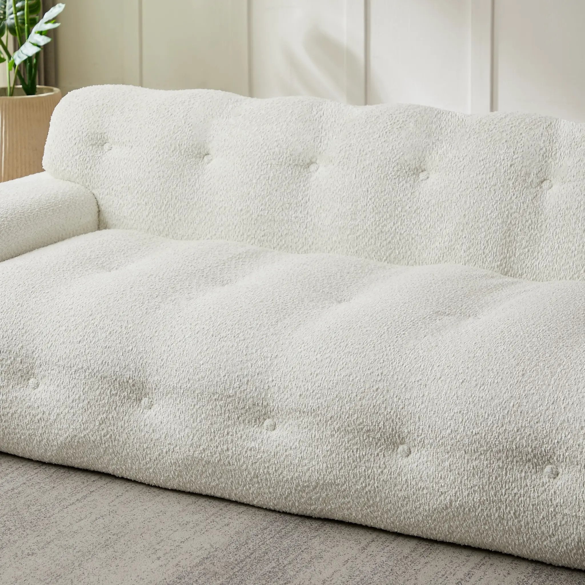 87.4-Inch Cloud Series Minimalist Button-Tufted Square Arm Three-Seater Sofa by HouseOfZazla