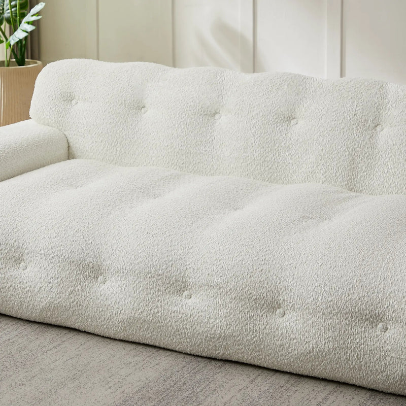 87.4-Inch Cloud Series Minimalist Button-Tufted Square Arm Three-Seater Sofa by HouseOfZazla