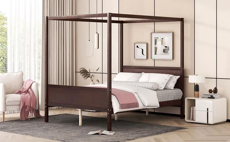 Canopy Platform Bed With Headboard And Footboard, Slat Support Leg by HouseOfZazla