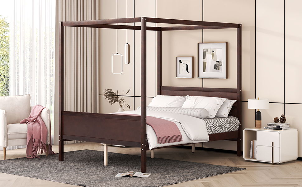 Canopy Platform Bed With Headboard And Footboard, Slat Support Leg by HouseOfZazla