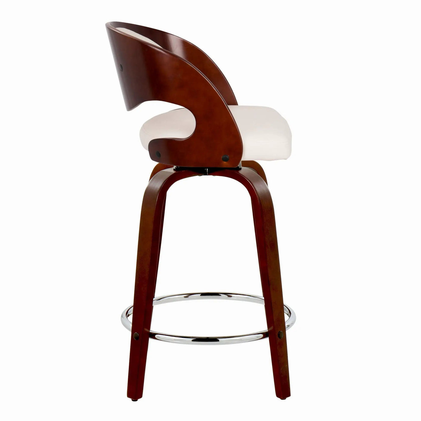 Pino - Mid Century Modern Fixed Height Barstool With Swivel With Round Footrest (Set of 2) by HouseOfZazla