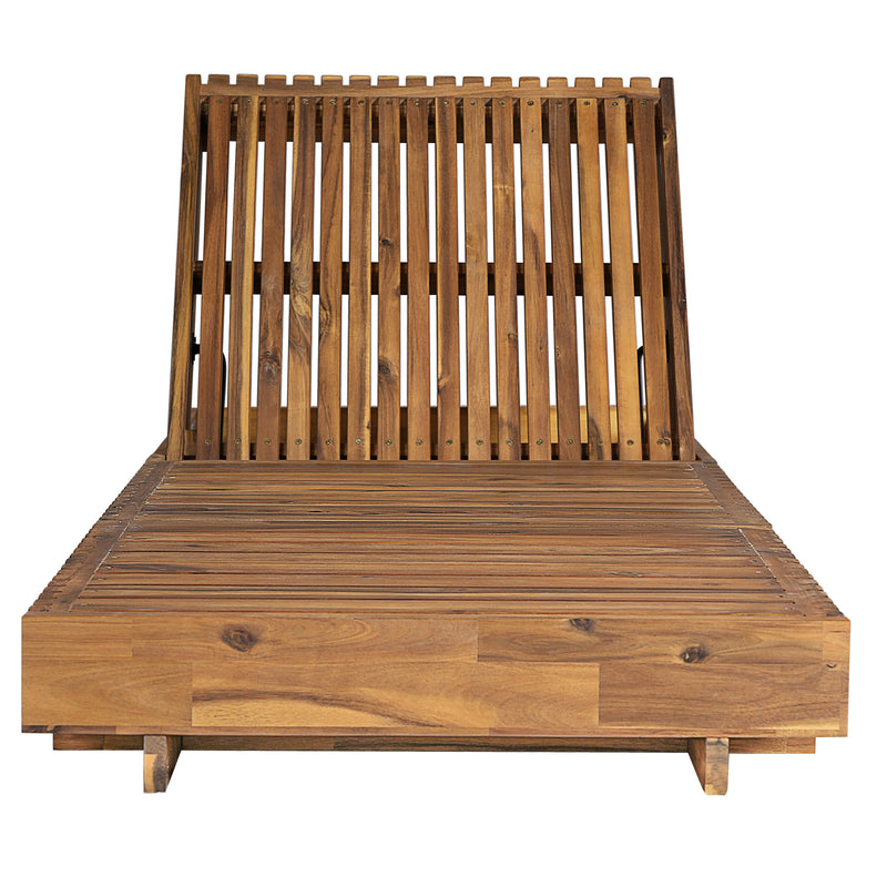 Lounge Chaise Set, Acacia Solid Wood with Cream Lounge Cushion by HouseOfZazla