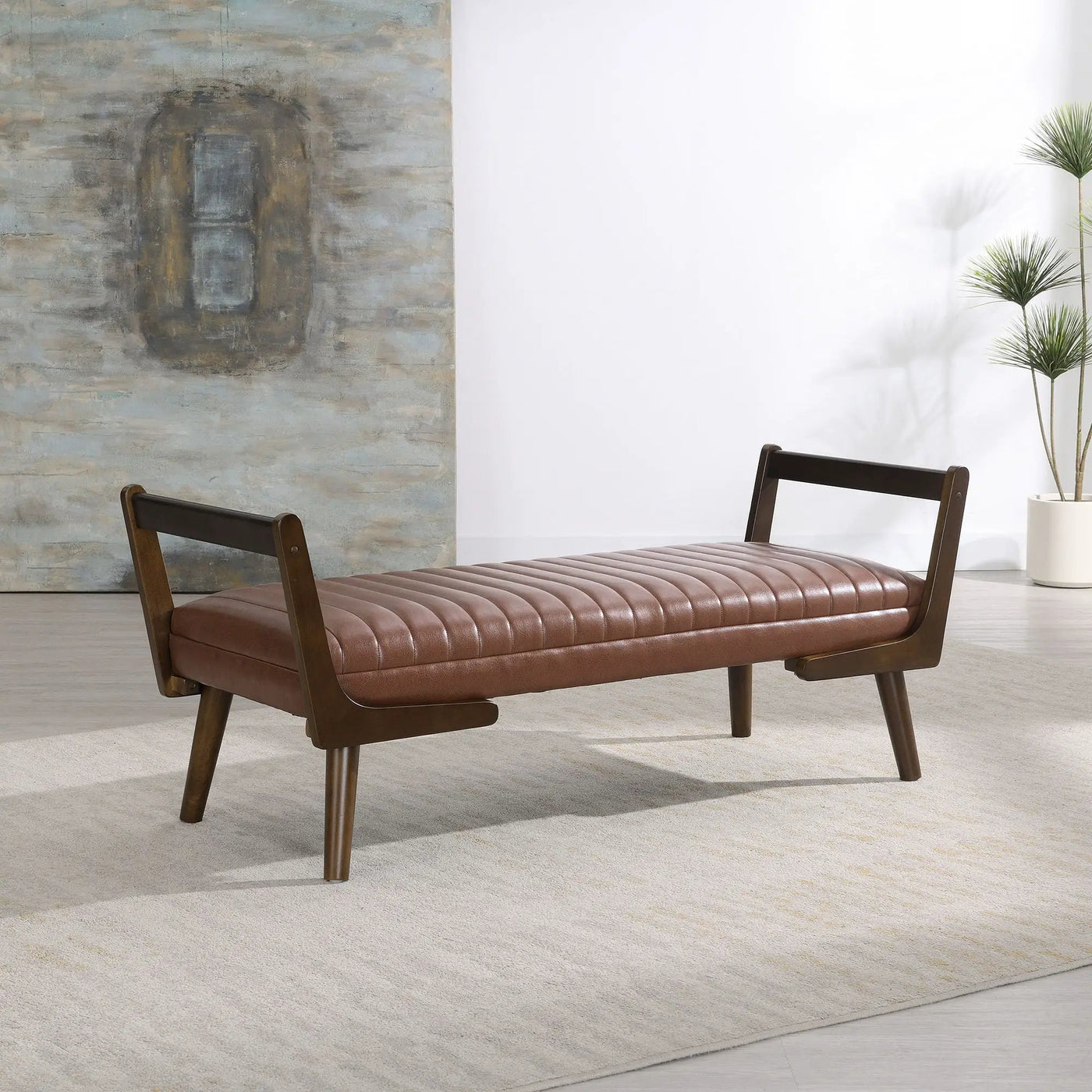 Mid-Century Bench With Wood Legs by HouseOfZazla