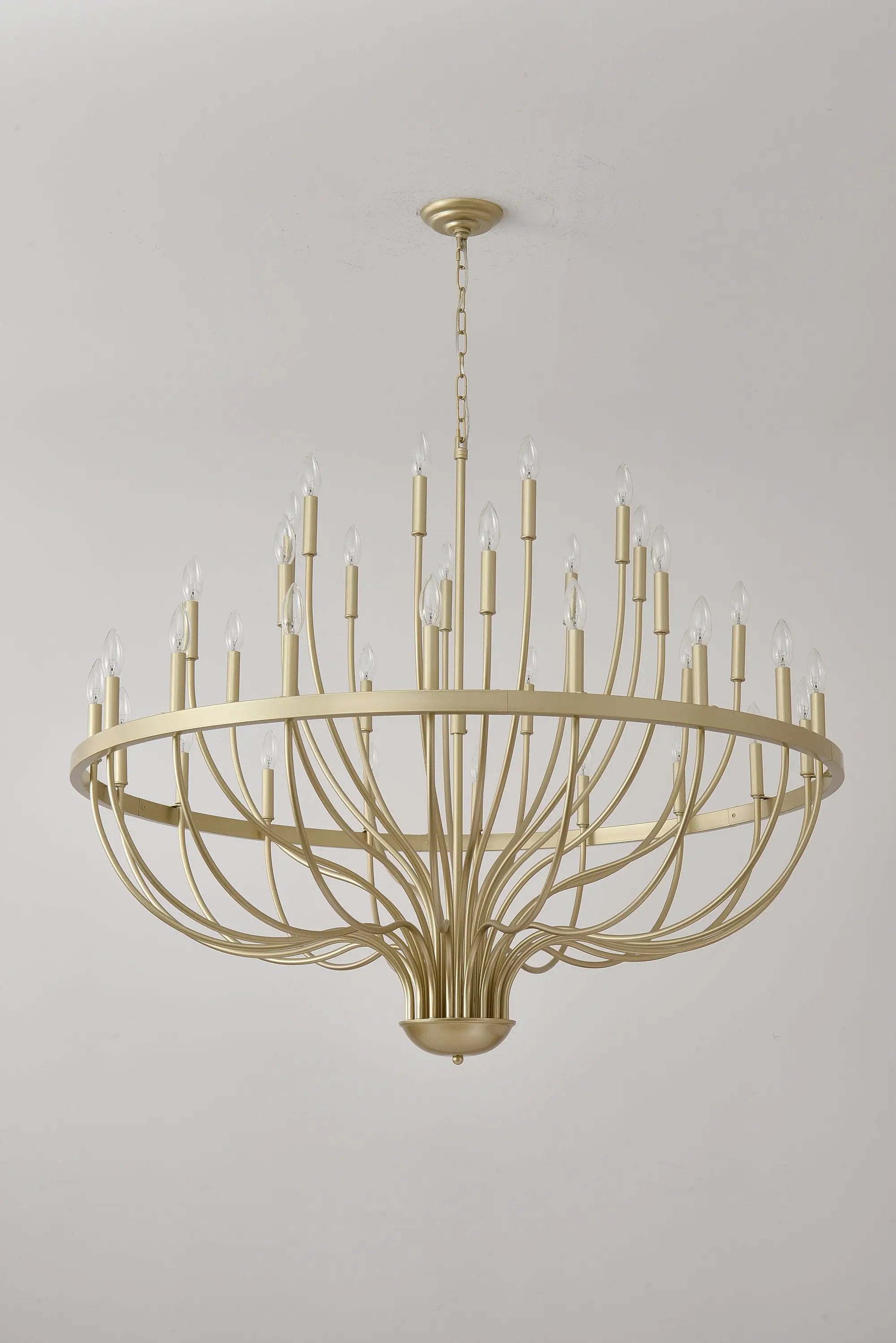 36-Light Gold Industrial Iron Candle Chandelier by HouseOfZazla