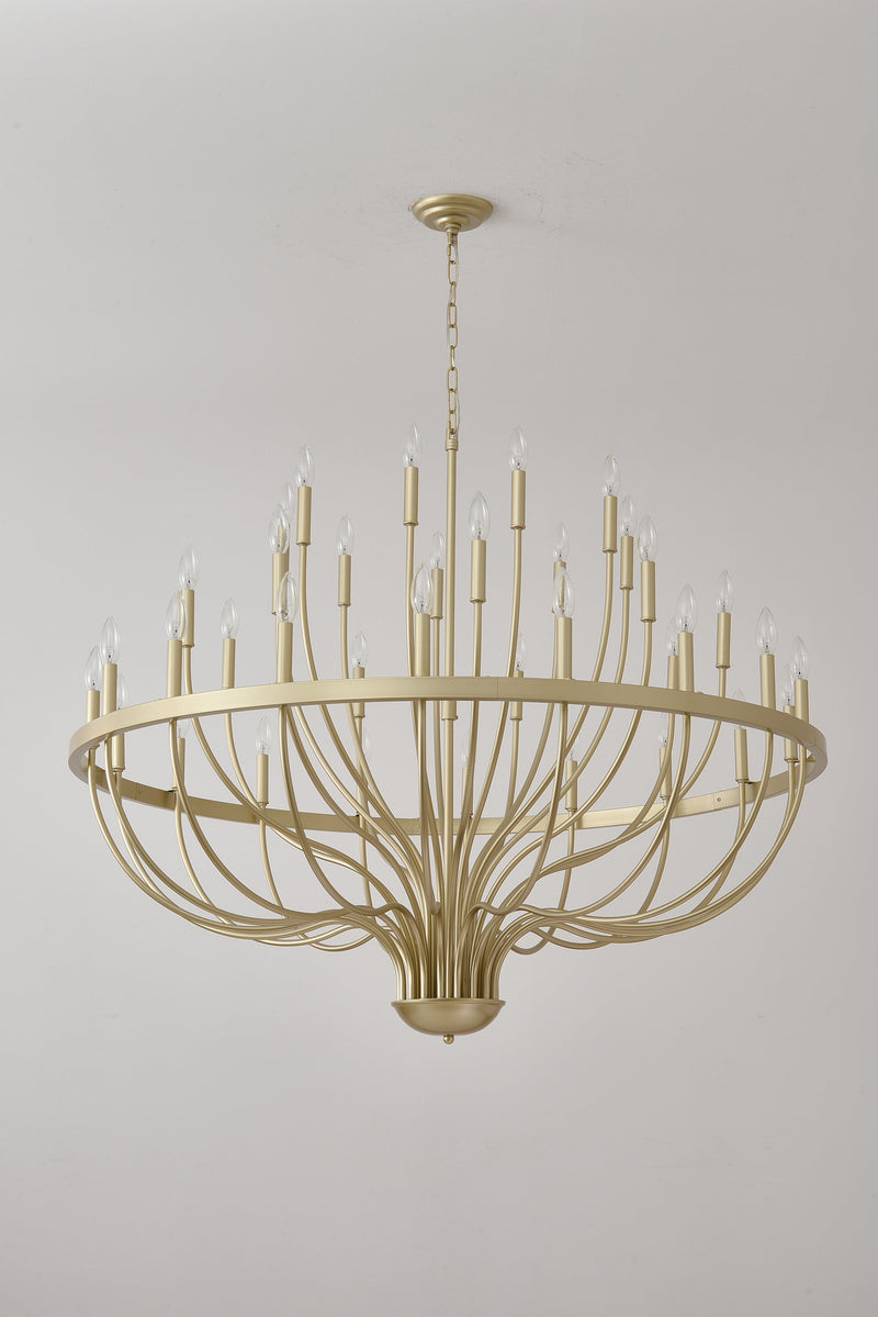 36-Light Gold Industrial Iron Candle Chandelier by HouseOfZazla