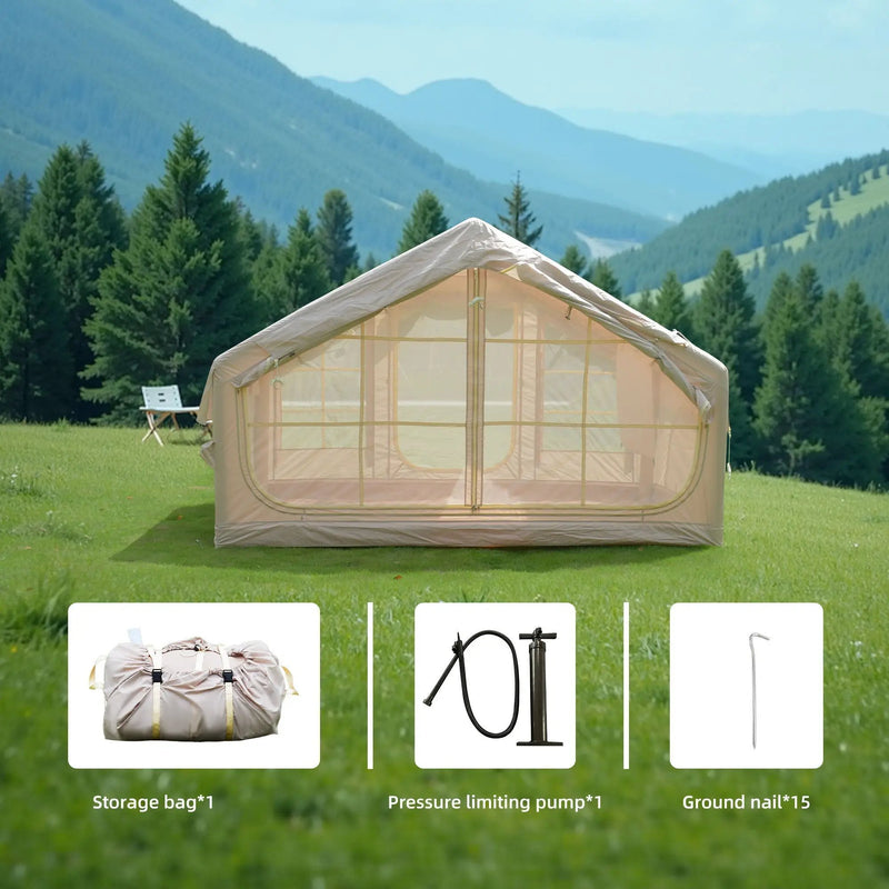 6.3m² Inflatable Camping Tent with Clear Skylight and 420D Oxford Waterproof Fabric by HouseOfZazla