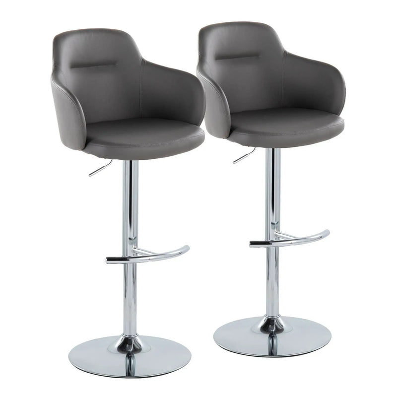 Boyne - Contemporary Adjustable Barstool With Swivel & Rounded T Footrest (Set of 2) by HouseOfZazla