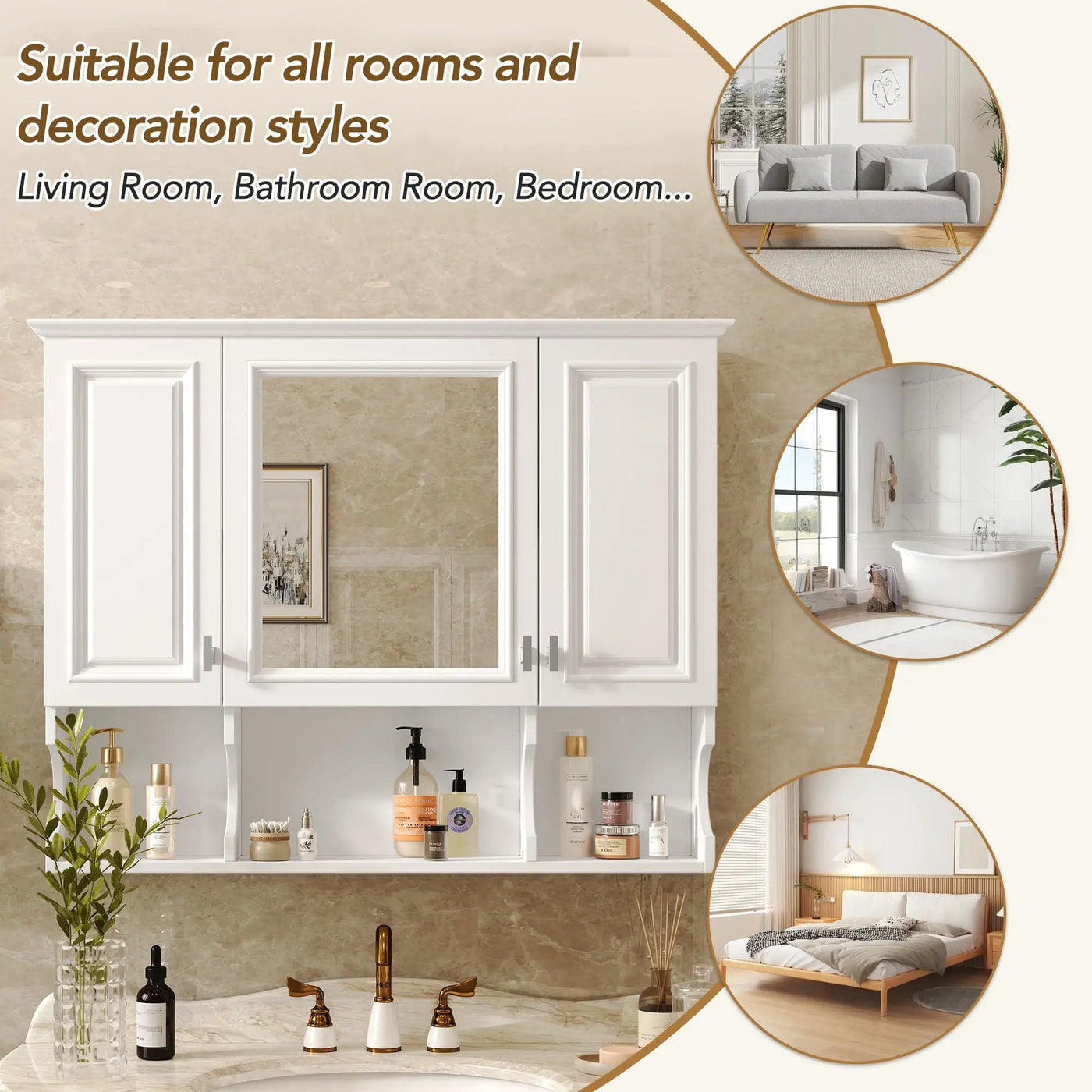 Wall Mounted Bathroom Medicine Wall Cabinet With Mirror & Open Shelves by HouseOfZazla