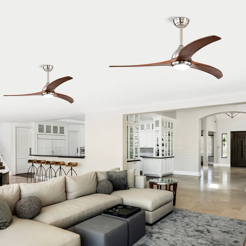 52" Solid Wood Blades Ceiling Fan with Light and Remote Control by HouseOfZazla