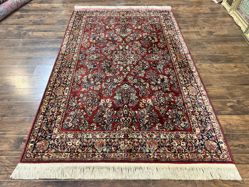 Karastan Rug 5.9 x 9 Red Sarouk #785, Wool Original 700 Series, Vintage by Jewel Rugs