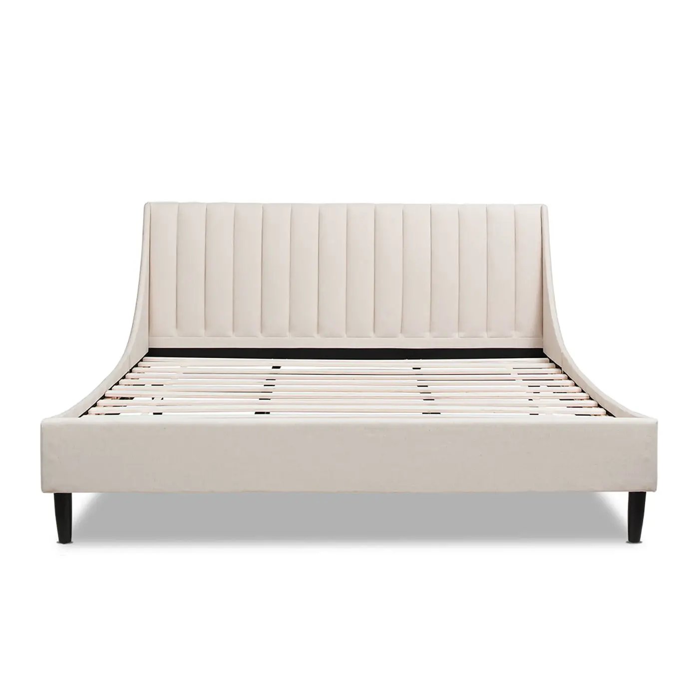 Aspen - King Vertical Tufted Headboard Platform Bed Set - Light Beige by HouseOfZazla