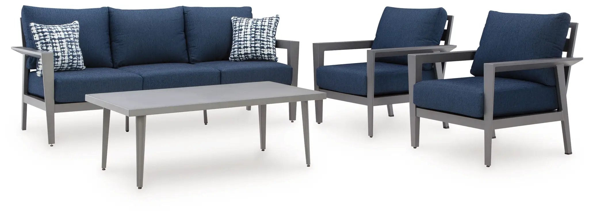 Gali - Sofa / Chairs / Table Set (Set of 4) - Gray / Blue by Unique Piece Furniture