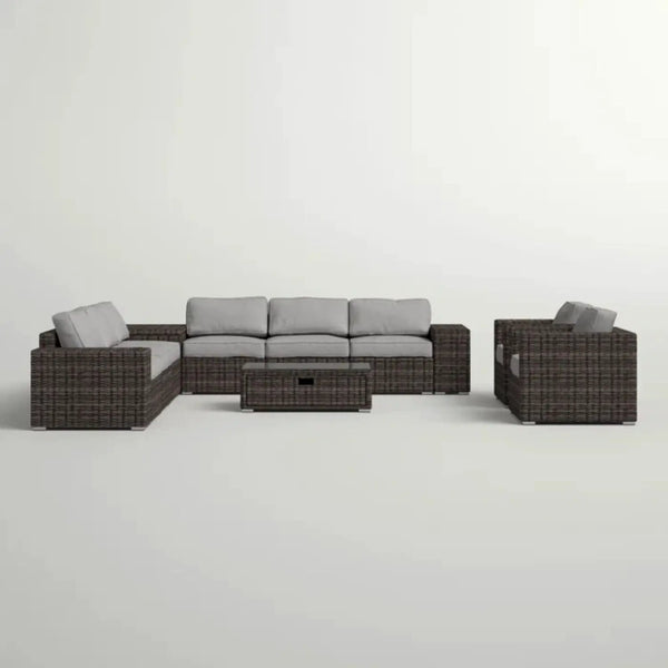 Stylish Rattan Wicker Person Seating Group With Premium Sunbrella Cushions Perfect For Outdoor Entertaining