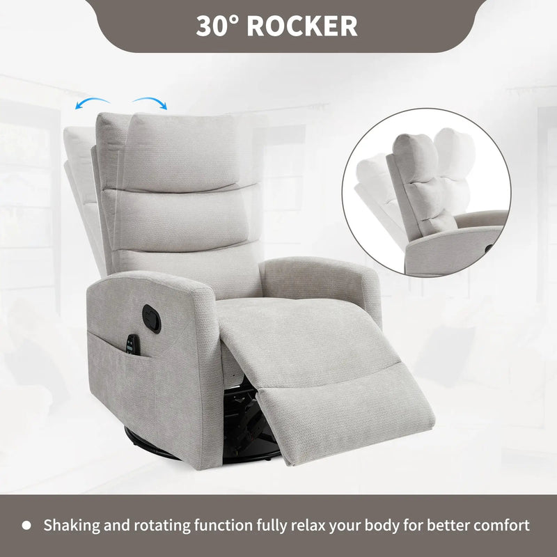 Heat Massage Manual Recliner Chair with Rocker and Swivel by HouseOfZazla
