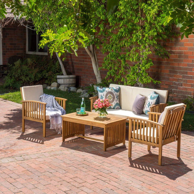 4 Piece Outdoor Chat Set With Water-Resistant Cushions by HouseOfZazla