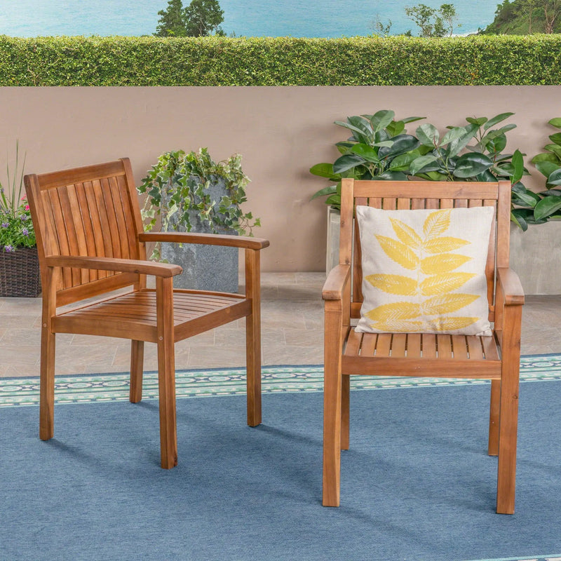 Amethyst Outdoor Dining Chair With Slat Design (Set of 2) - Natural by HouseOfZazla
