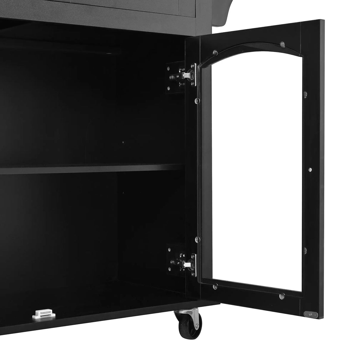 54.2'' Mobile Kitchen Island with Glass Door Storage & Trash Bin by HouseOfZazla