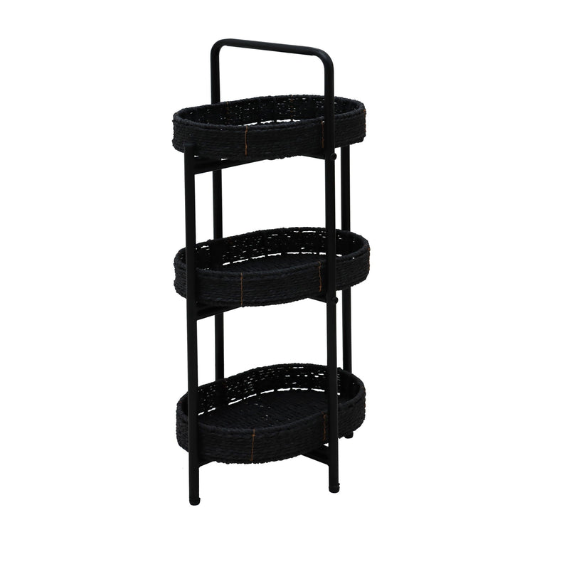 Modern 3 Tier Handwoven Side Table With Oval Organizer by HouseOfZazla