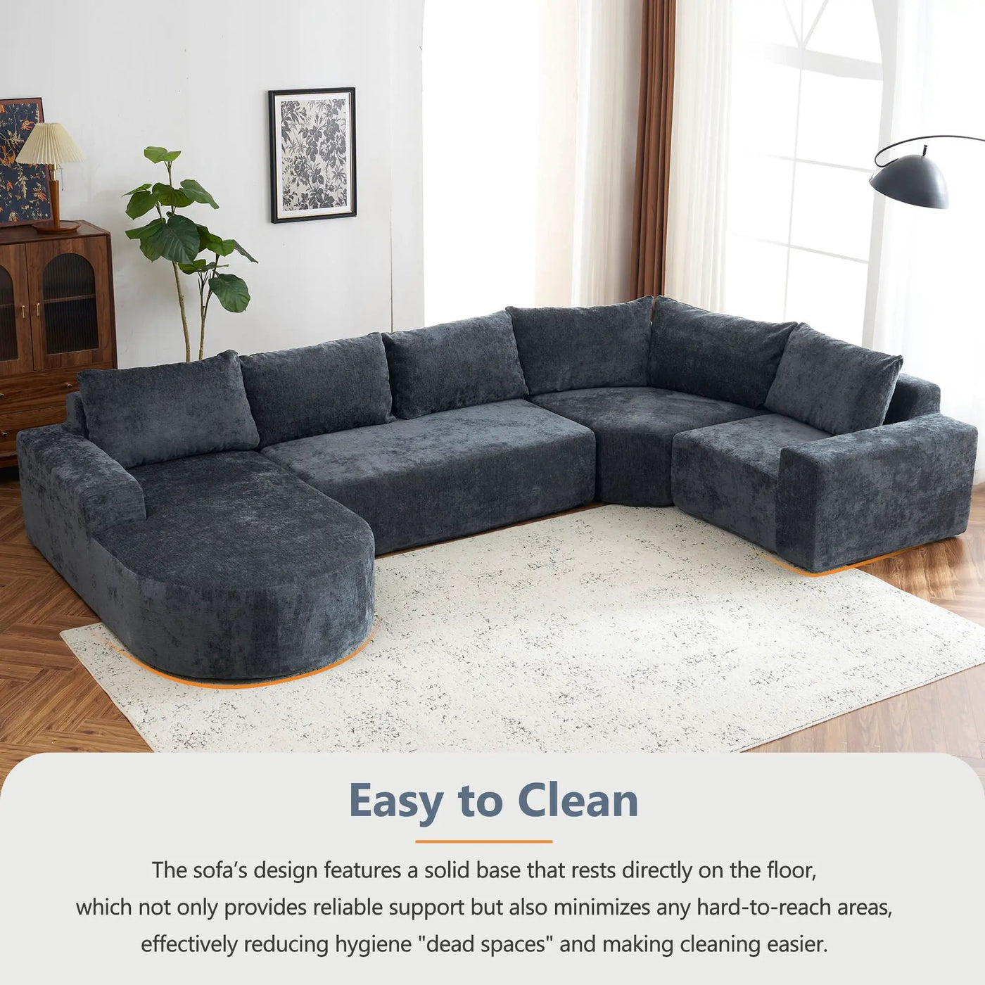 U-Shaped Oversized Modular Cloud Sectional Sofa With Deep Seat For Living Room by Unique Piece Furniture
