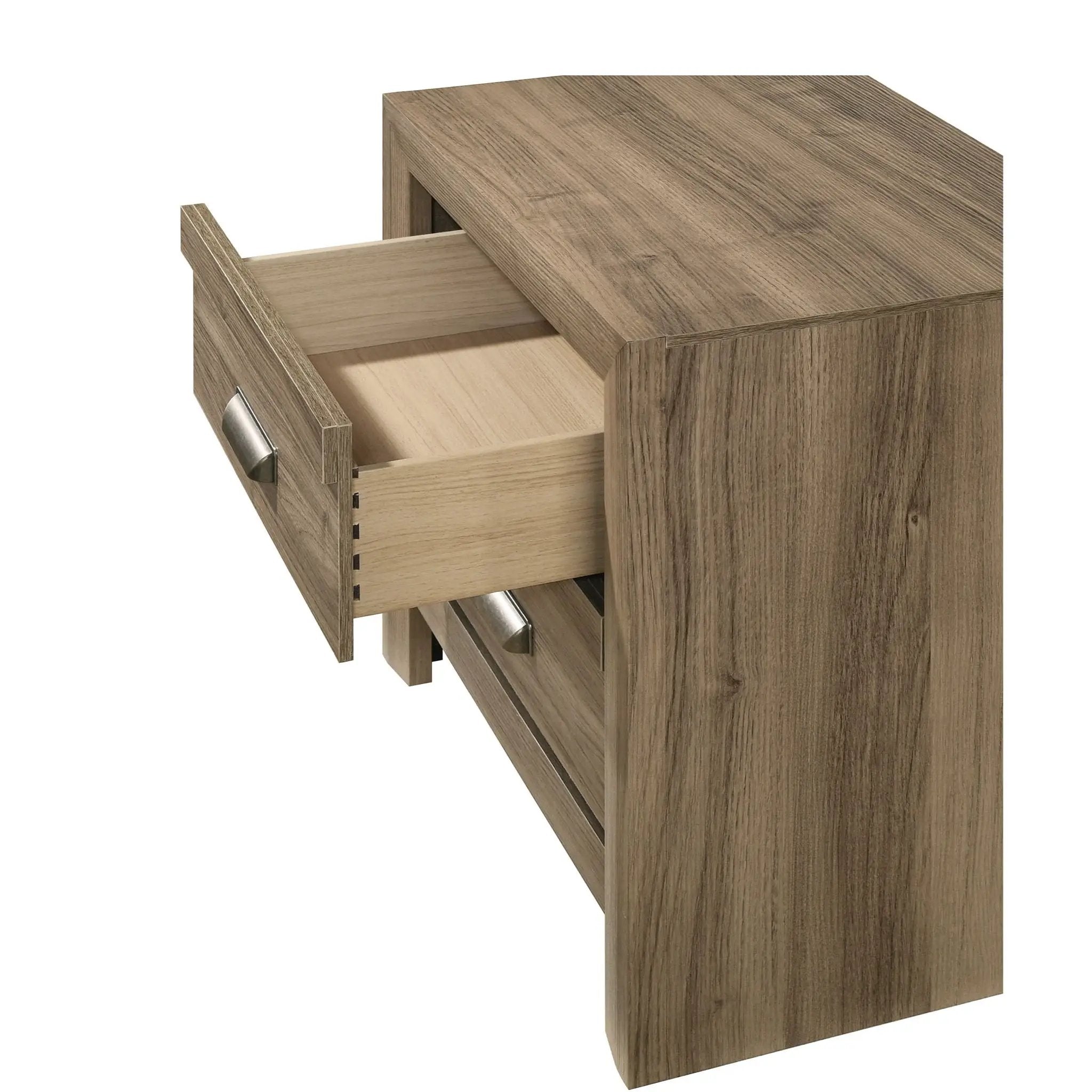 2 Drawer Nightstand With Pulls, Bedroom Furniture - Light Brown by HouseOfZazla