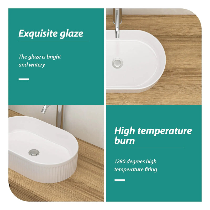 Vessel Oval Bathroom Sink - White by HouseOfZazla