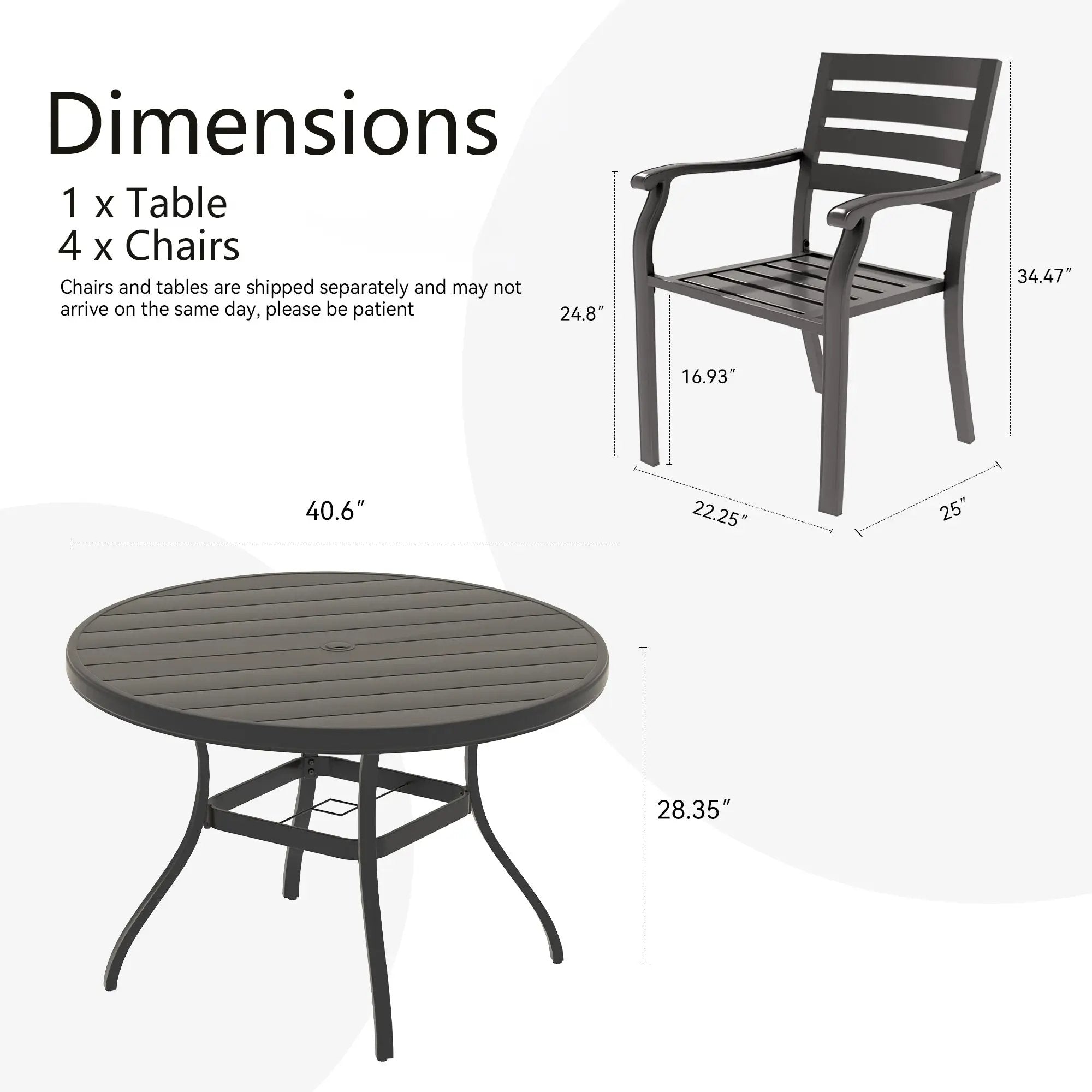 5 Pieces Outdoor Patio Dining Set with Stackable Metal Chairs and Round Table by HouseOfZazla