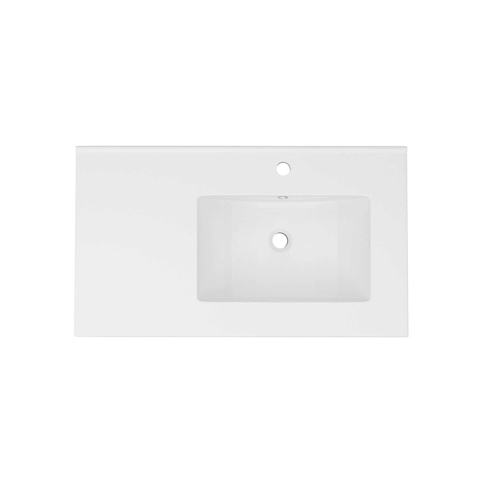 Rectangular Single Vanity Top With 1 Faucet Hole And Overflow, 32" X 18", Spacious Left Countertop For Storage - White by HouseOfZazla
