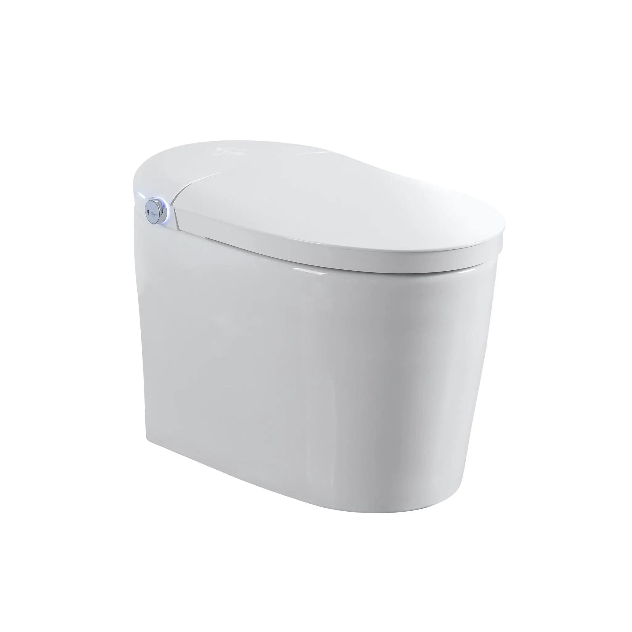 Tankless Smart Toilet With Bidet Built In, 1 Piece, Auto Flush, Auto Open / Close, Heated Seat, Bubble Wash, Warm Water And Dry, Adjustable Temp, Remote Control Side Know - White by HouseOfZazla
