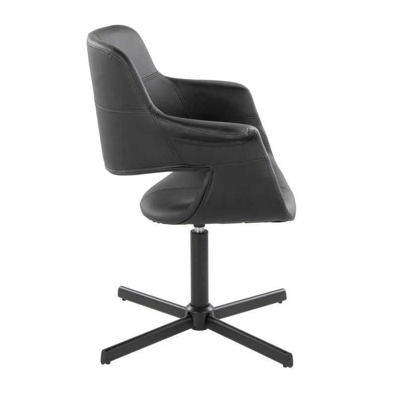 Vintage Flair - Mid-Century Modern Swivel Chair With X - Pedestal - Black by HouseOfZazla