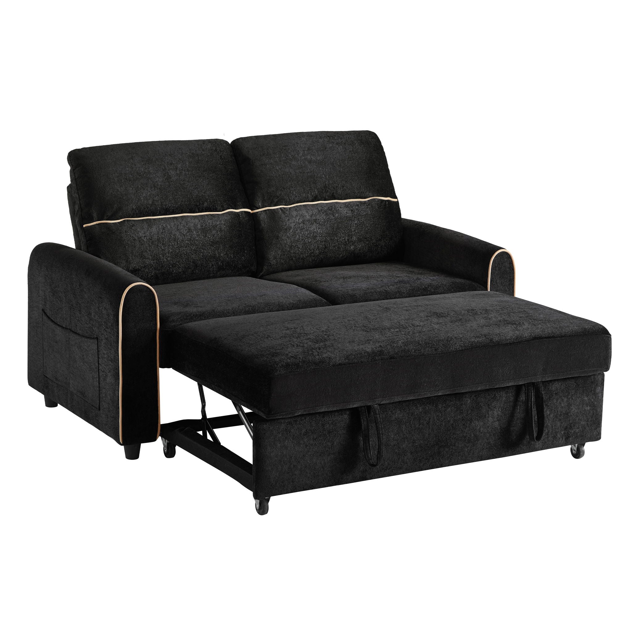 Pull Out Sofa Bed With Adjustable 3 Position Backrest, USB Charging Ports, Side Pockets by Unique Piece Furniture
