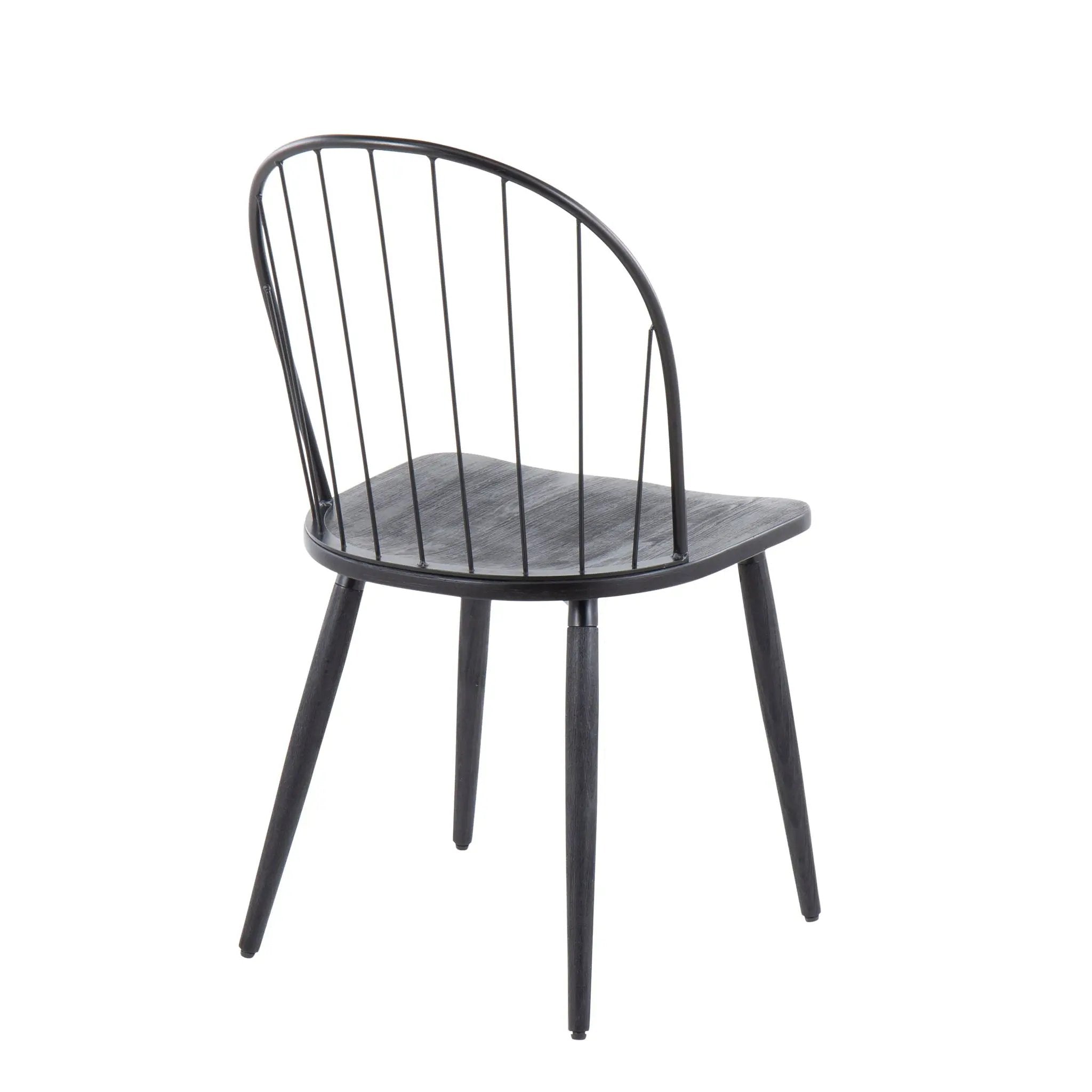 Riley - Industrial High Back Armless Chair (Set of 2) - Black by HouseOfZazla