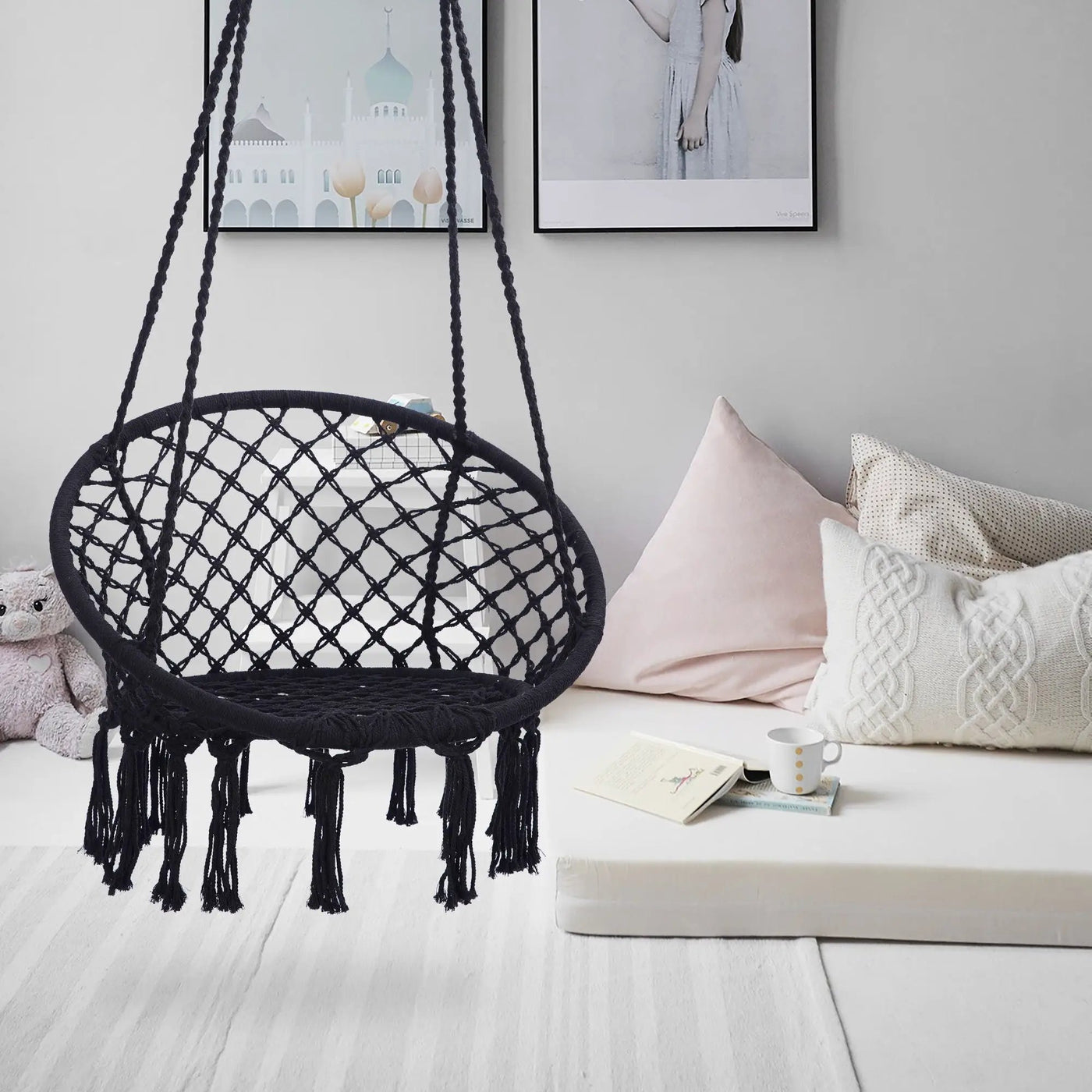 Macrame Hanging Hammock Chair, Rope Swing For Indoor And Outdoor Use by Unique Piece Furniture