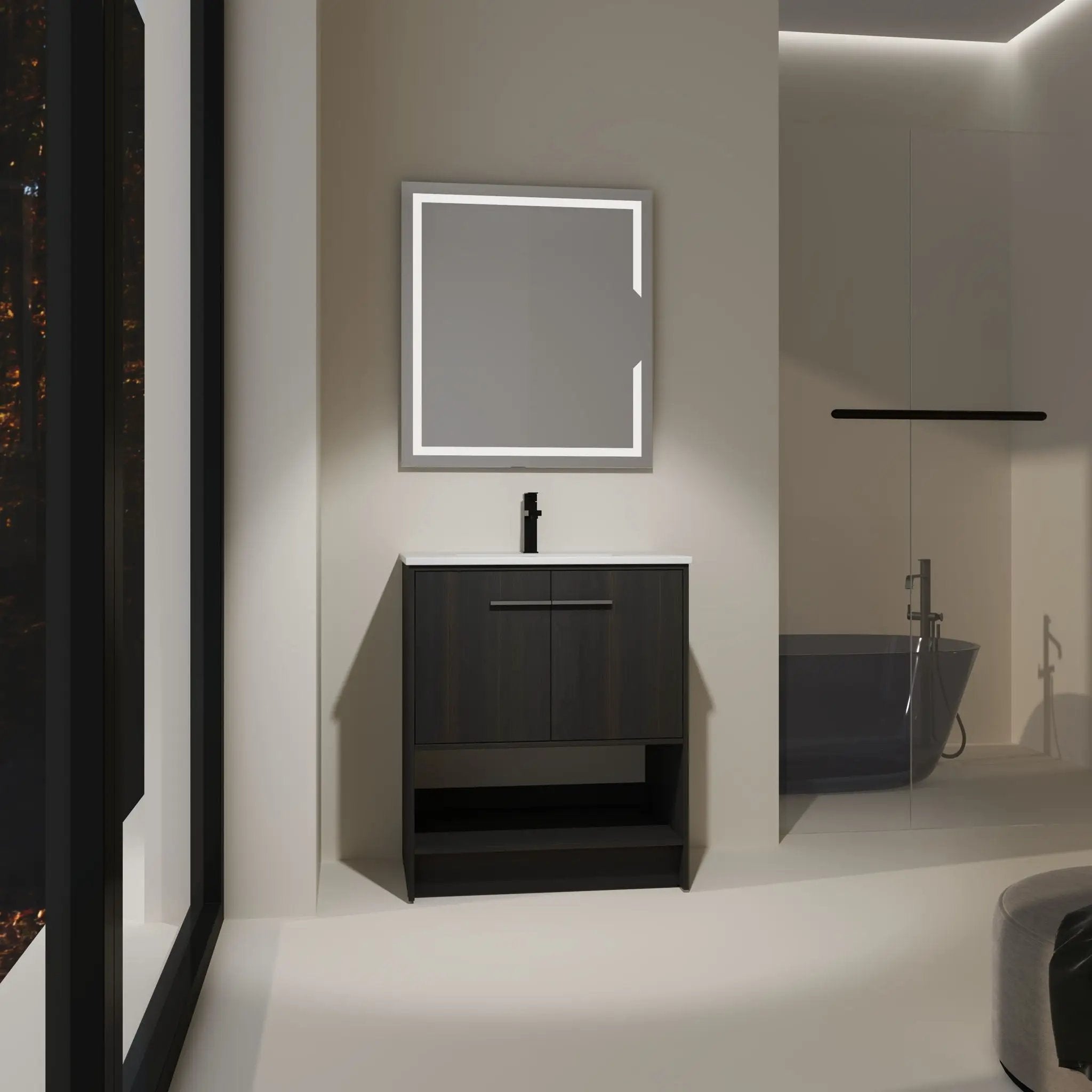 Modern Bathroom Vanity With Ceramic Sink, Freestanding Cabinet, Soft Closing Doors by Unique Piece Furniture