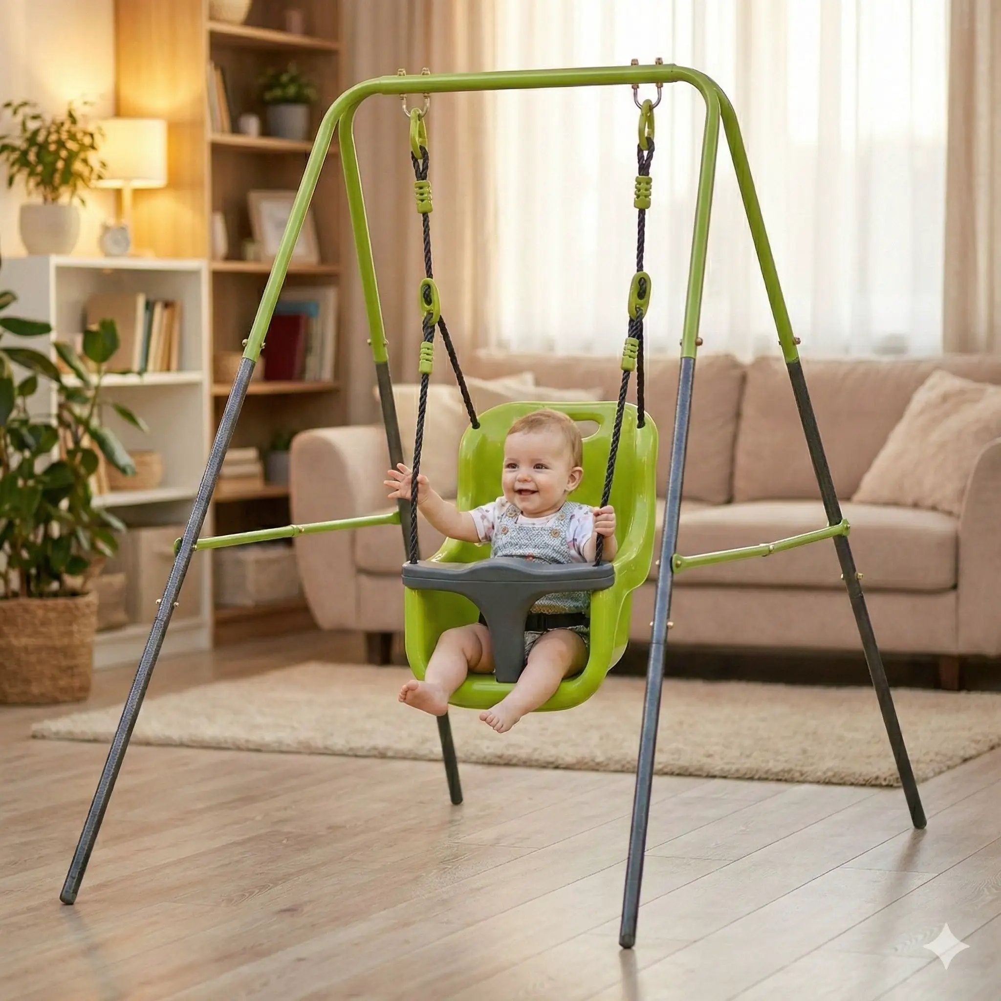 Xns001 Baby Swing With Safety Seat Indoor / Outdoor - Black / Green by HouseOfZazla