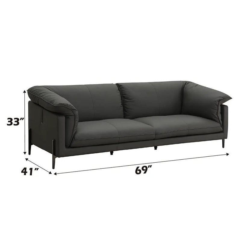 Tadi - Loveseat - Black Top Grain Leather by Unique Piece Furniture