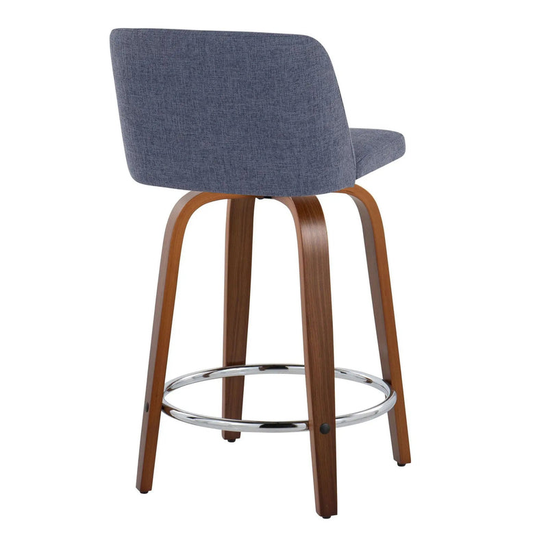Toriano - Mid Century Modern Fixed Height Counter Stool With Swivel With Round Footrest (Set of 2) by HouseOfZazla