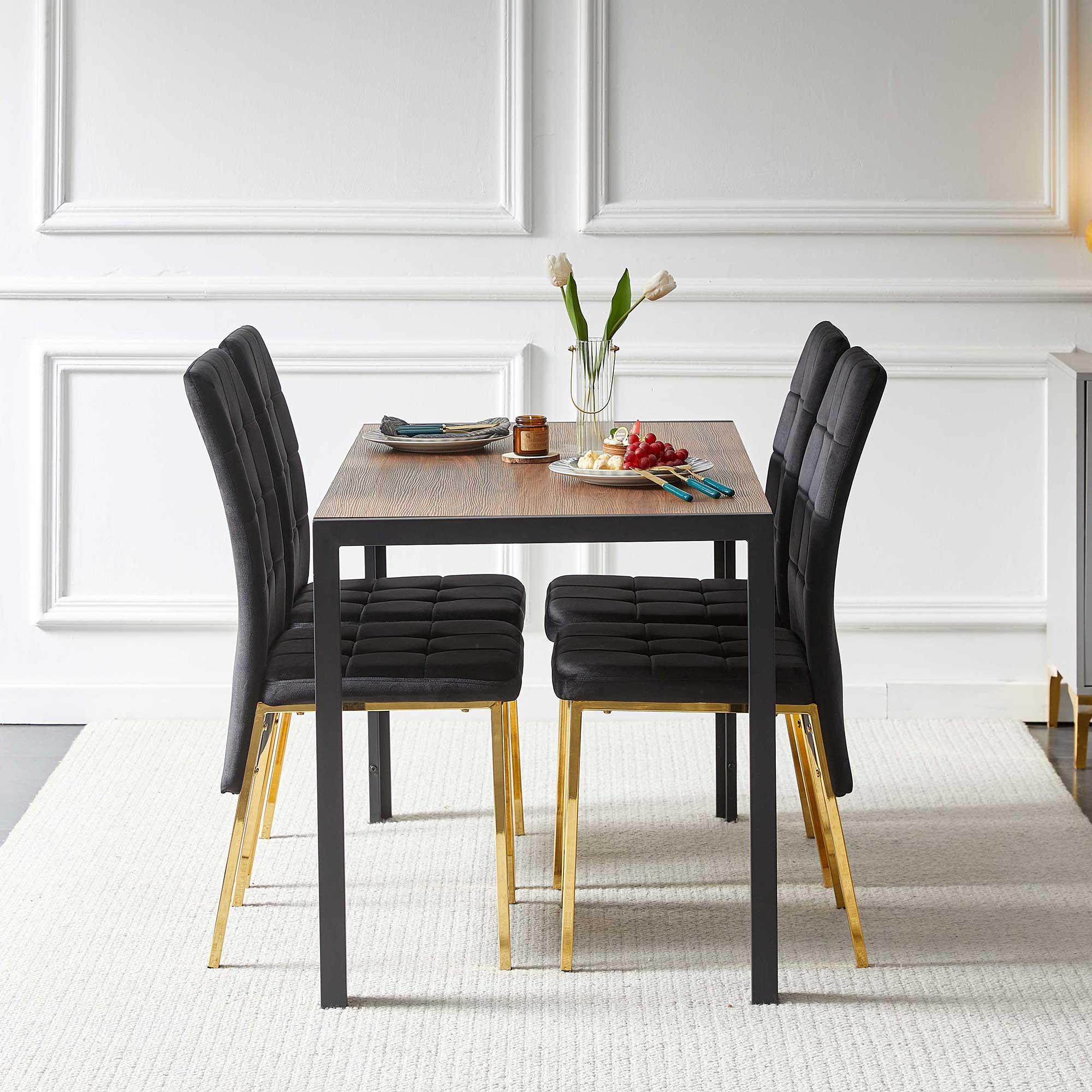 Creative Design Veneered MDF Wood Structure Rectangular Walnut Dining Table - Walnut by HouseOfZazla