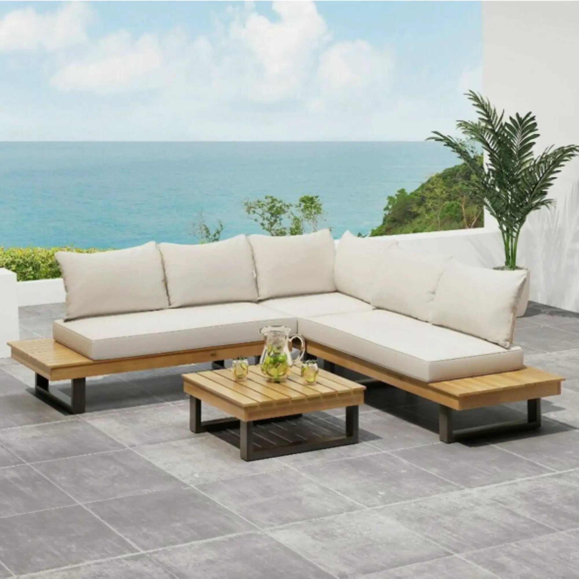 Sebastian Hand Crafted 4 Piece Sofa Set with Water Resistant Cushions by HouseOfZazla