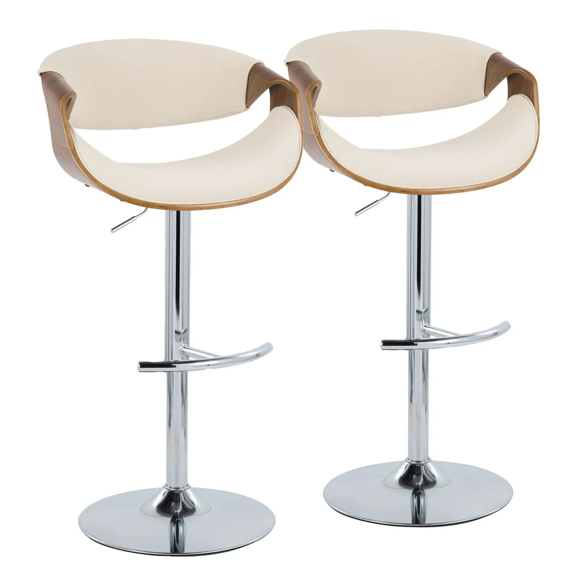 Curvo - Mid Century Modern Adjustable Barstool With Swivel With Rounded T Footrest (Set of 2) by Unique Piece Furniture
