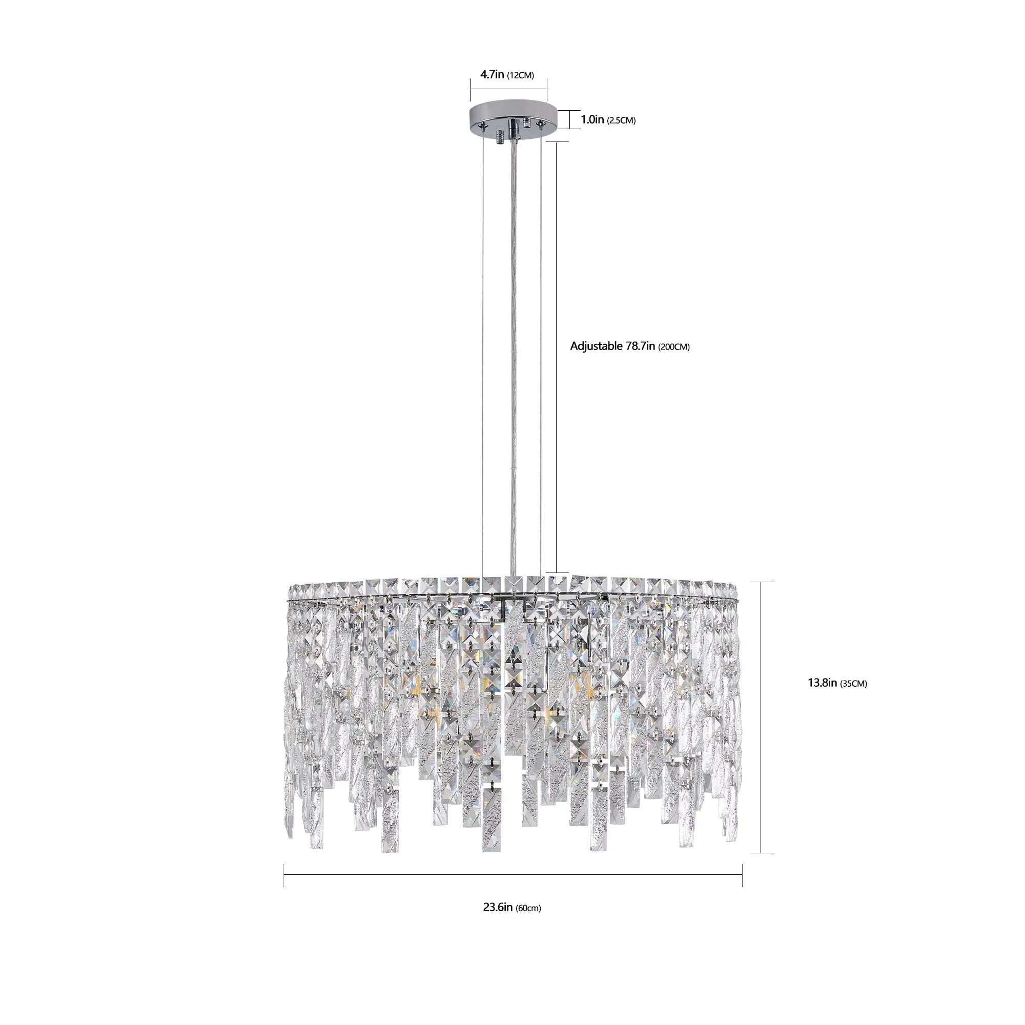 24" Luxurious Round Silver Crystal Chandelier by HouseOfZazla