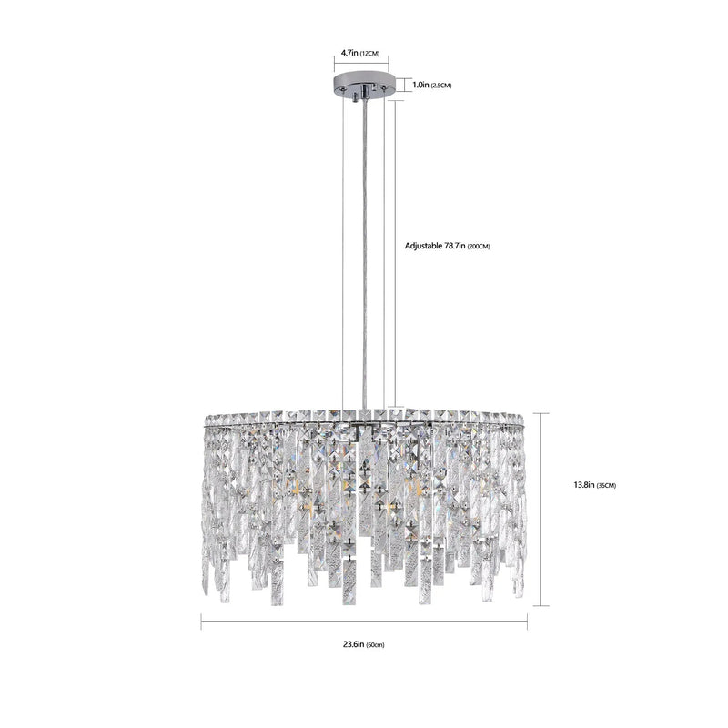 24" Luxurious Round Silver Crystal Chandelier by HouseOfZazla
